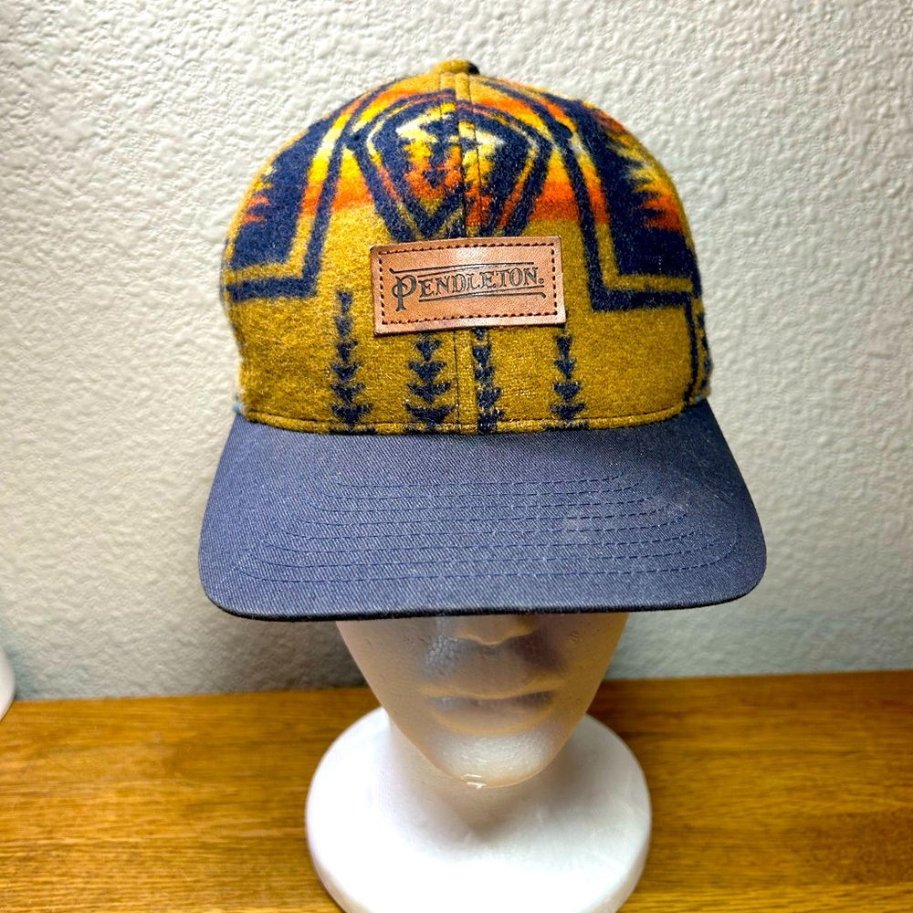 Pendleton Yellow & Navy Patterned Wool Trucker Hat